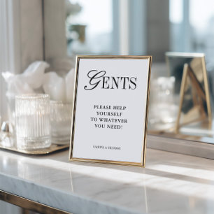 Elegant Minimalist Gents Bathroom Basket Sign Invitation