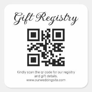 elegant minimalist gift registry qr code wedding  square sticker