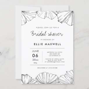 Elegant minimalist Ginkgo Biloba bridal shower Invitation