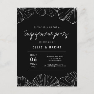 Elegant minimalist Ginkgo Biloba engagement party Postcard