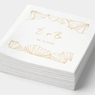 Elegant minimalist Ginkgo Biloba wedding gold Foil Napkins
