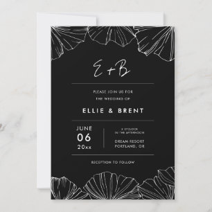 Elegant minimalist Ginkgo Biloba wedding Invitation