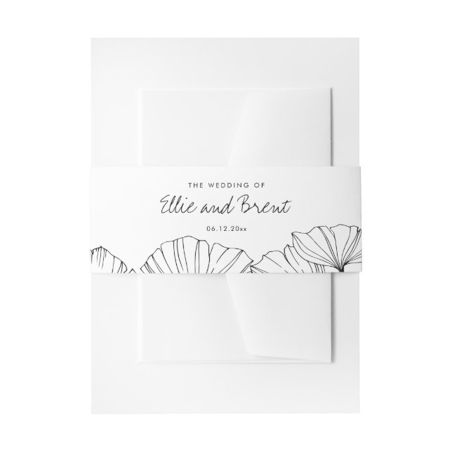 Elegant minimalist Ginkgo Biloba wedding Invitation Belly Band (Front Example)