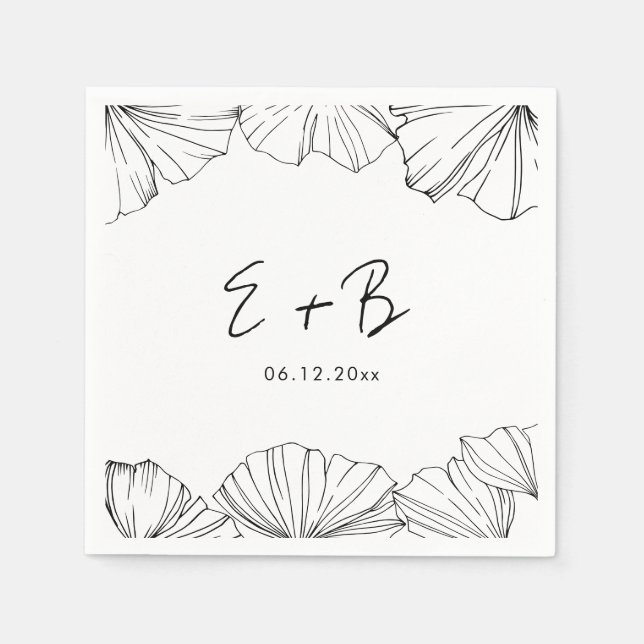 Elegant minimalist Ginkgo Biloba wedding Napkin (Front)