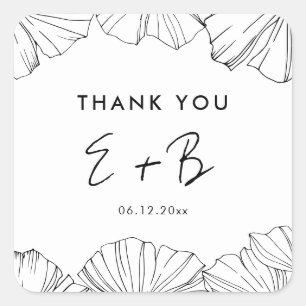 Elegant minimalist Ginkgo Biloba wedding Square Sticker