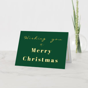 Elegant Minimalist Glam Green Gold Christmas Card
