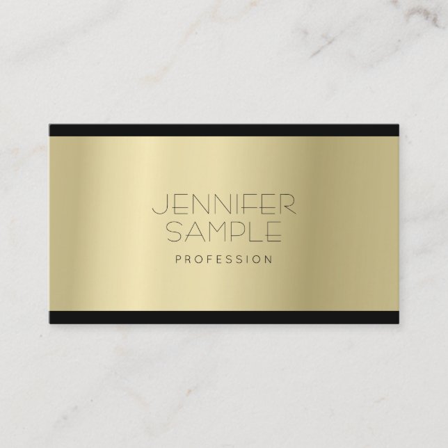 Elegant Minimalist Glamourous Gold Look Plain Business Card (Front)