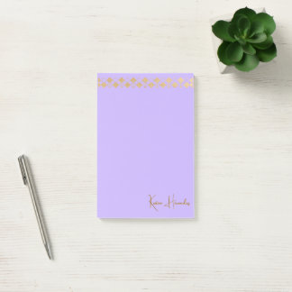 Elegant Minimalist Gold Accent Lavender  Post-it Notes