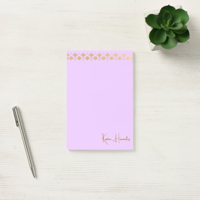 Elegant Minimalist Gold Accent Pink  Post-it Notes (Office)