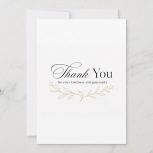 Elegant Minimalist Gold Botanical Thank You Card