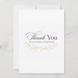 Elegant Minimalist Gold Botanical Thank You Card