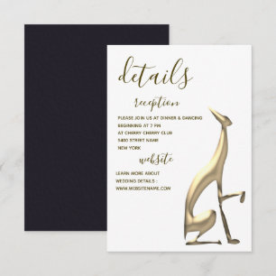 Elegant Minimalist Gold Dog Wedding Details Card
