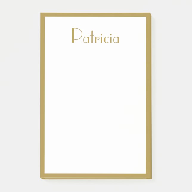 Elegant Minimalist Gold Edge And Name Post-it Notes (Front)