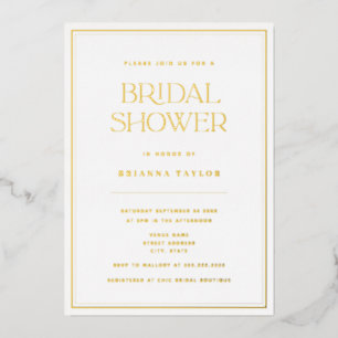 Elegant Minimalist Gold Foil Bridal Shower