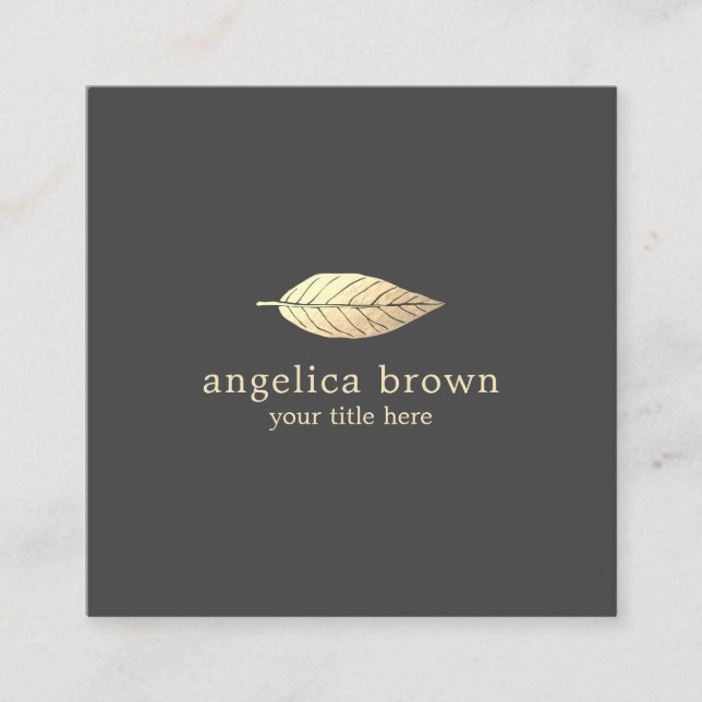 Elegant Minimalist Gold Foil Leaf Business Card (Front)