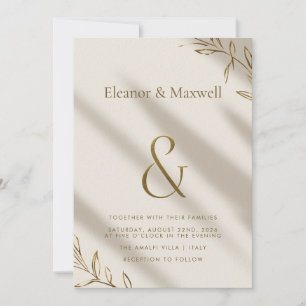Elegant Minimalist Gold Foil  Wedding Invitation