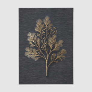 Elegant Minimalist Gold Foliage Illustration Tissue Paper