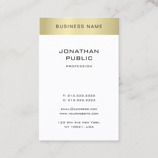 Elegant Minimalist Gold Look Plain Trendy Modern Business Card (Front)
