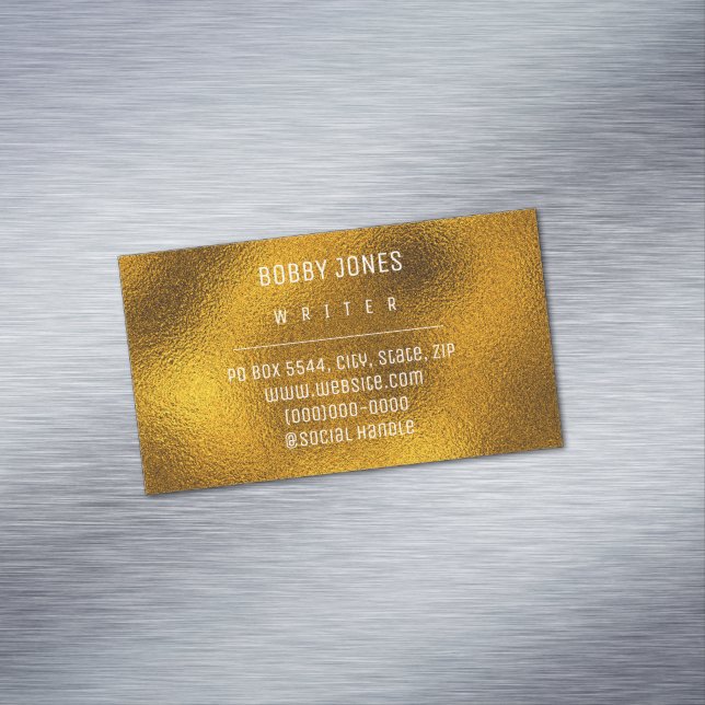 Elegant Minimalist Gold Metallic  Magnetic Business Card (In Situ)