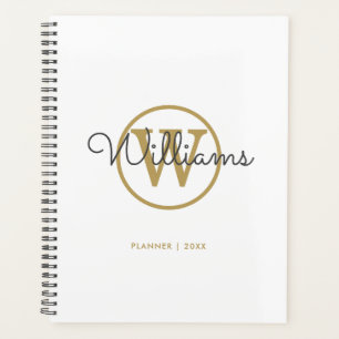 Elegant Minimalist Gold Monogram Name 2022 Planner
