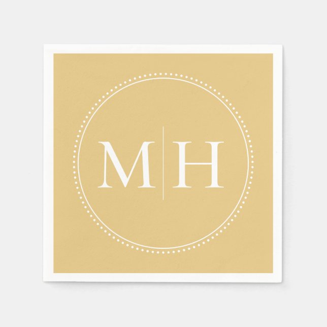 Elegant Minimalist Gold Monogram Wedding Napkin (Front)
