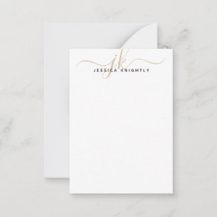 Elegant Minimalist Gold Script Monogram Initials Card