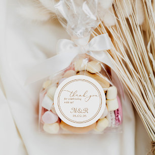 Elegant Minimalist Gold Script Thank You Sticker