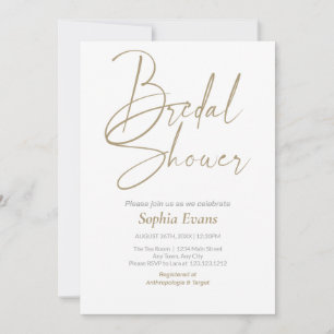 Elegant Minimalist Gold Silver White Bridal Shower Invitation