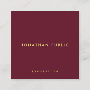 Elegant Minimalist Gold Text Burgundy Luxury Silk Square Business Card