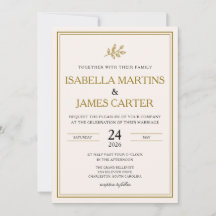 Elegant Minimalist Gold Wedding Invitation