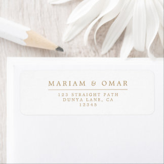 Elegant Minimalist Gold Wedding Return Address