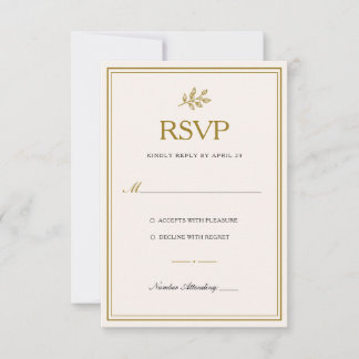 Elegant Minimalist Gold Wedding RSVP Card