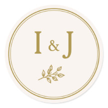 Elegant Minimalist Gold Wedding Stickers