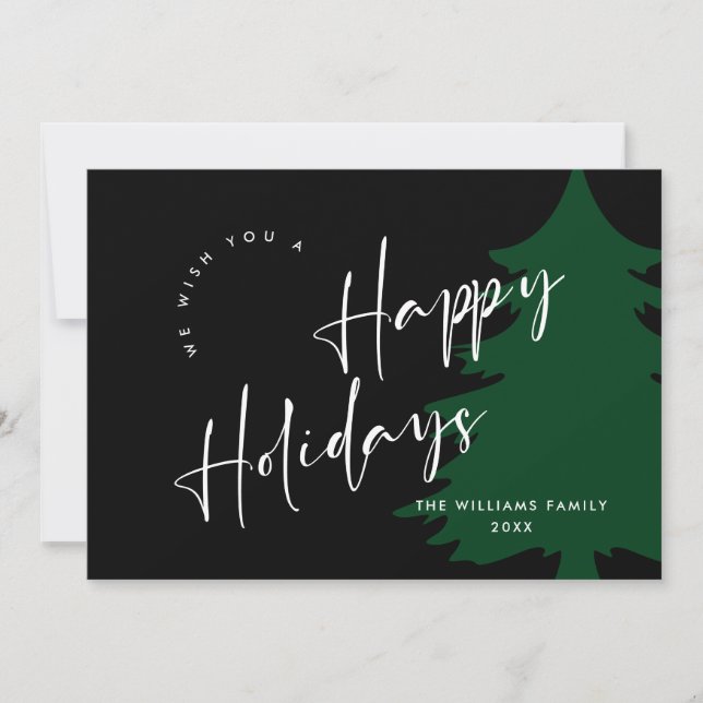 Elegant Minimalist Golden Christmas Greeting Holiday Card (Front)