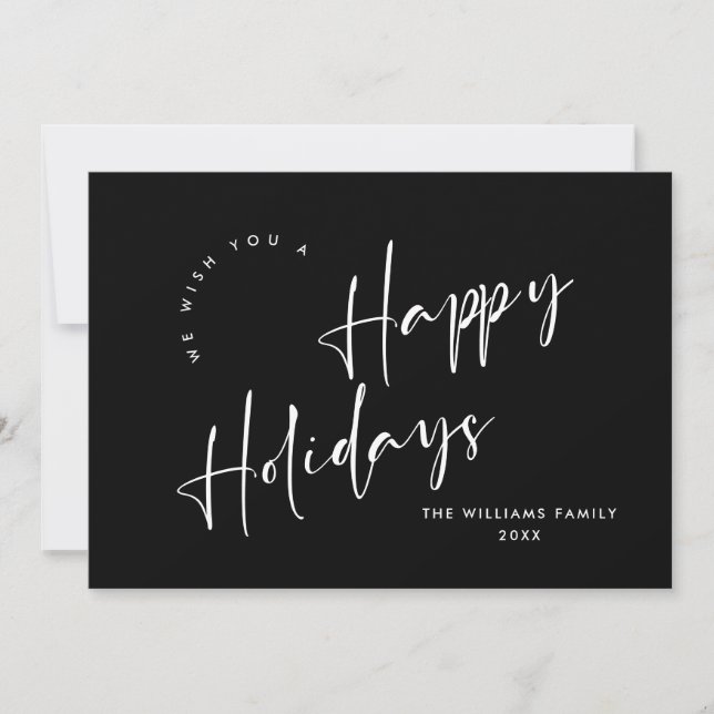 Elegant Minimalist Golden Christmas Greeting Holiday Card (Front)