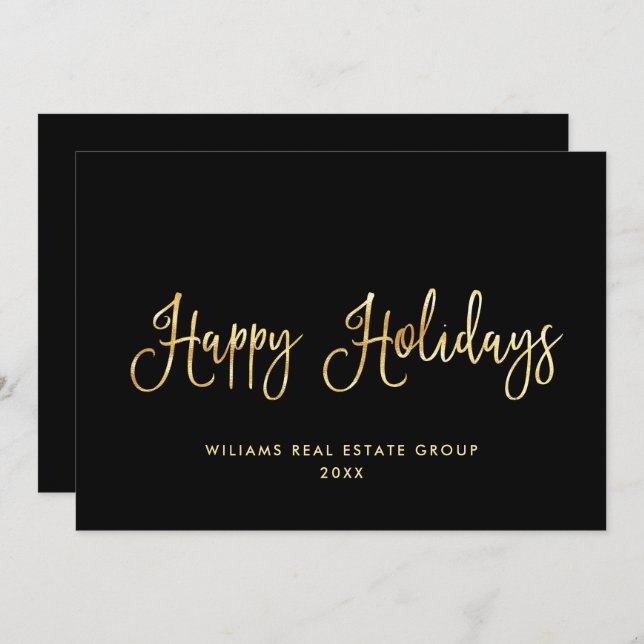 Elegant Minimalist Golden Corporate Christmas Holiday Card (Front/Back)