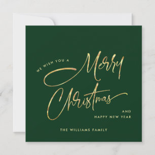 Elegant Minimalist Golden Merry Christmas Holiday Card