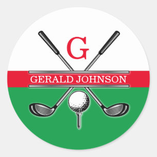Elegant Minimalist Golf Monogram Classic Round Sticker