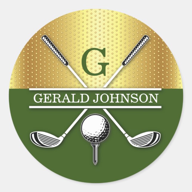 Elegant Minimalist Golf Monogram Design Classic Ro Round Sticker (Front)