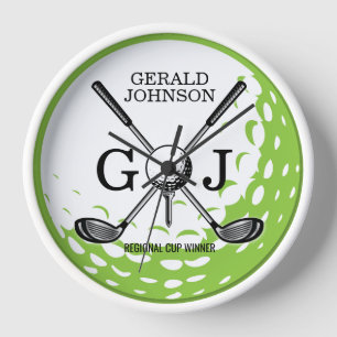 Elegant Minimalist Golf Monogram Design Clock