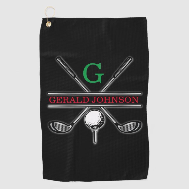 Elegant Minimalist Golf Monogram Design Golf Towel (Front)