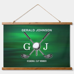 Elegant Minimalist Golf Monogram Design Hanging Ta Tapestry