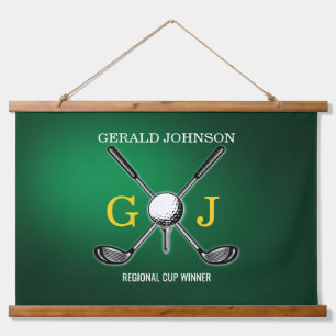 Elegant Minimalist Golf Monogram Design Hanging Ta Tapestry