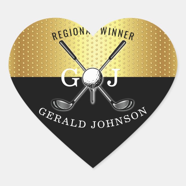 Elegant Minimalist Golf Monogram Design Heart Sticker (Front)