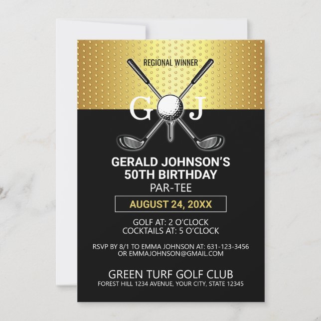 Elegant Minimalist Golf Monogram Design Invitation (Front)