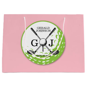 Elegant Minimalist Golf Monogram Design Large Gift Bag