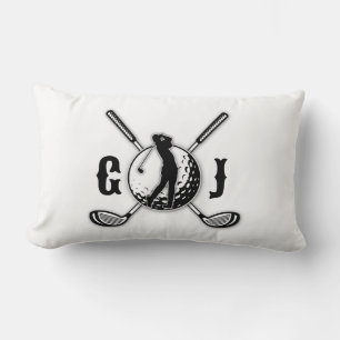Elegant Minimalist Golf Monogram Design Lumbar Cushion