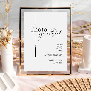 Elegant Minimalist Graduation Photo Guest Book  Pedestal Sign