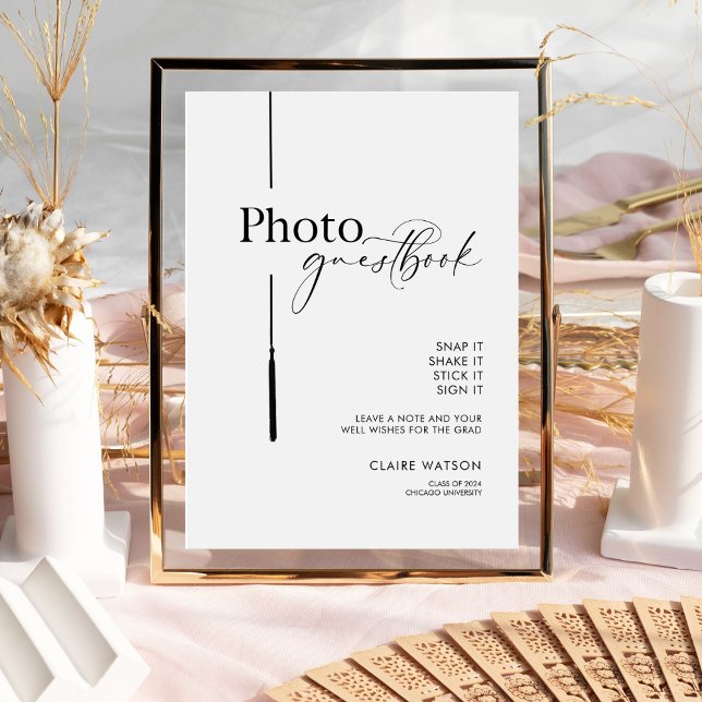 Elegant Minimalist Graduation Photo Guest Book  Pedestal Sign (Creator Uploaded)
