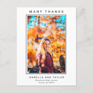 Elegant Minimalist Graduation Photo Thank You Postcard